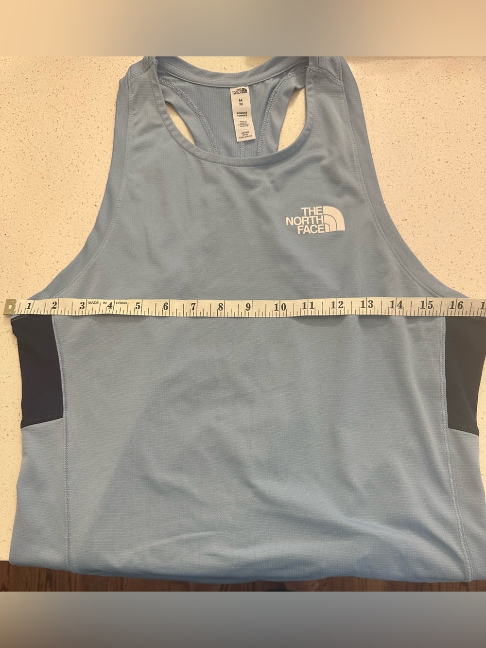 The North Face Women's Sky Blue Racerback Tank with Navy Panels - Picture 4 of 5
